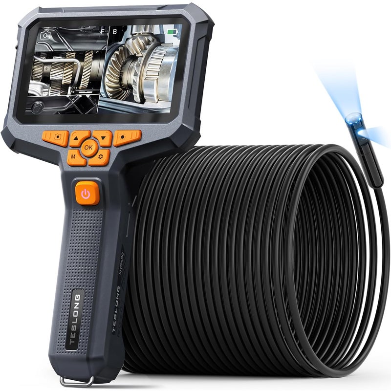 Teslong 50FT Sewer Camera, Dual Lens Borescope with Light, 4.3" HD Drain Plumbing Endoscope Inspection Camera, Home Waterproof Flexible in Wall Cam Pipe Tools, Snake Scope for Air Duct HVAC - Image 1